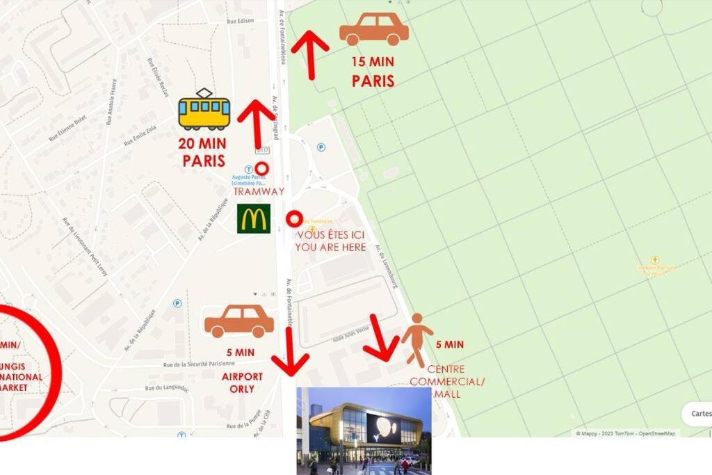 Appartement Paisible Et Bien Situe - Proche Aeroport D'Orly Et Tramway Pour Paris Thiais Eksteriør billede